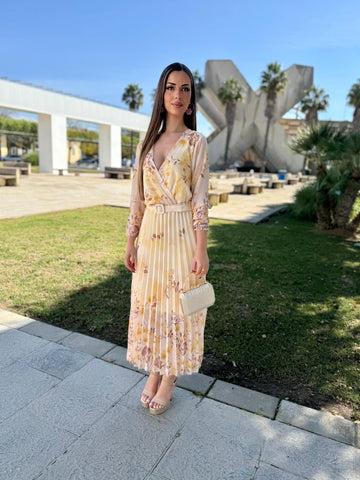 Vestido Mercedes Estampado Amarillo