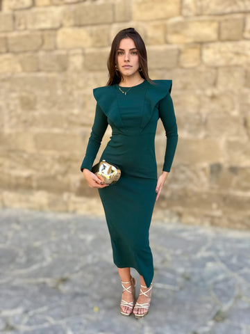 Vestido Inés Verde Botella