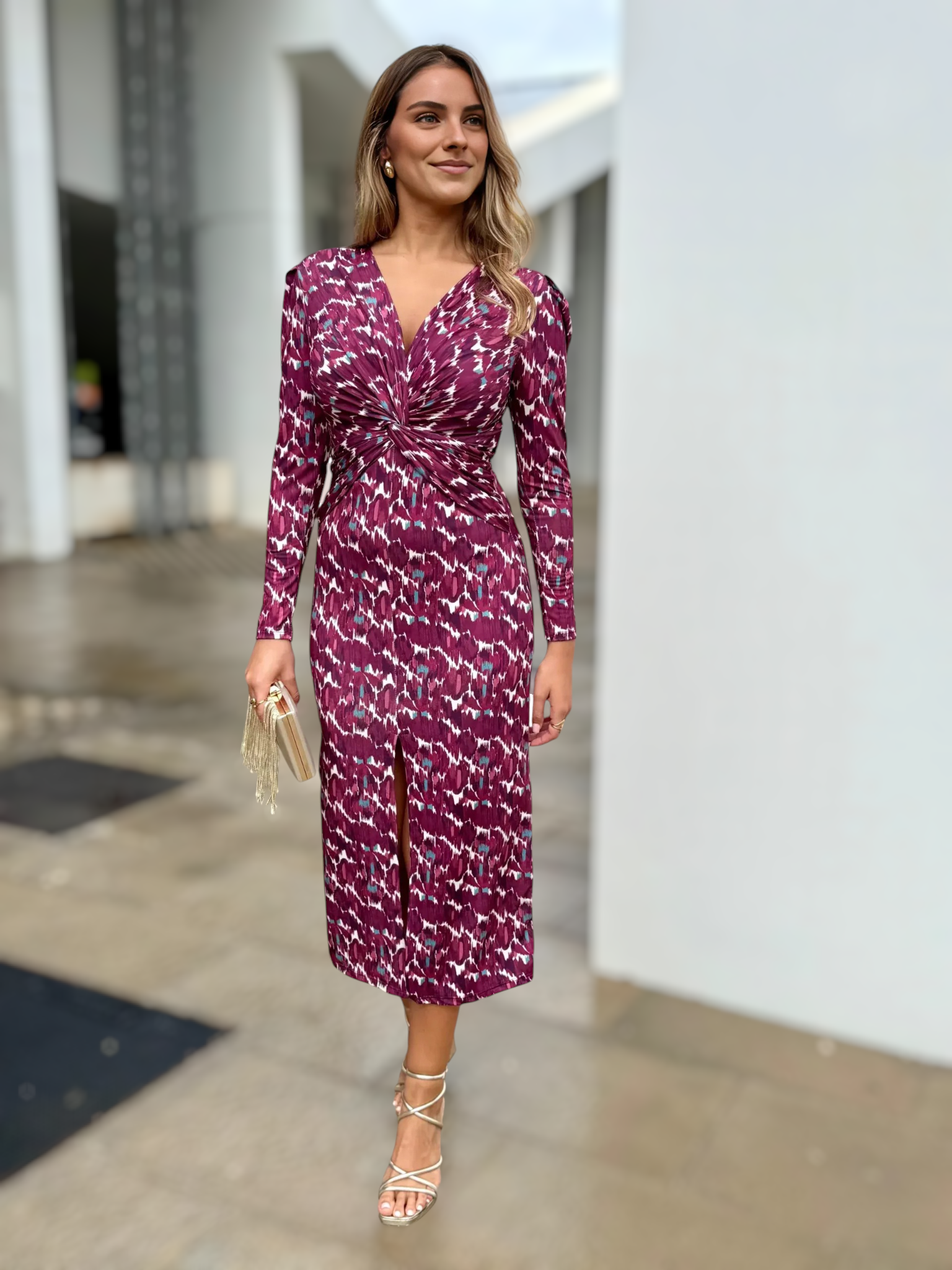 Vestido Jimena Estampado Vino