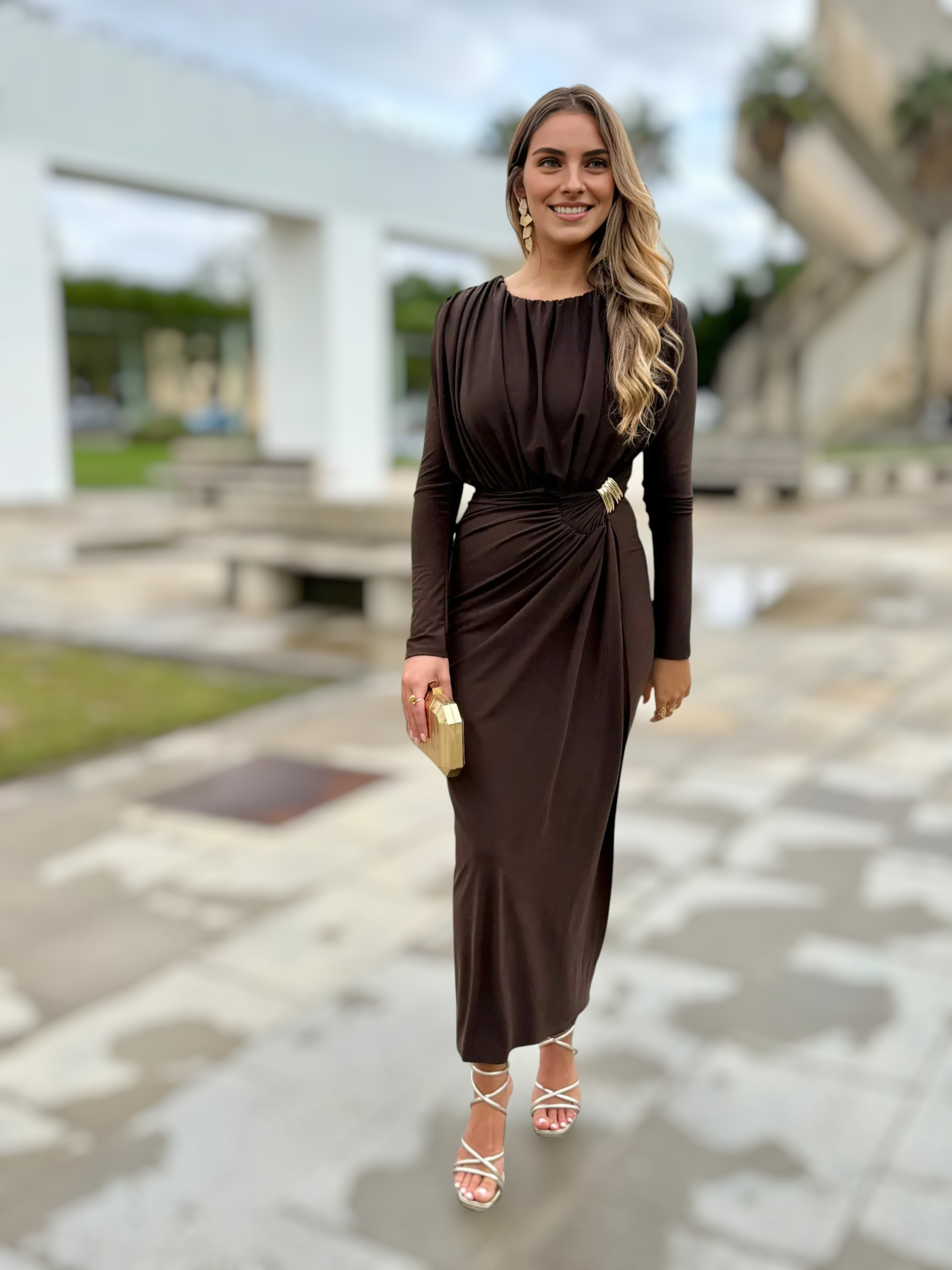 Vestido Raquel Marrón Chocolate