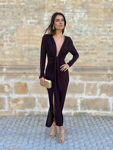 Vestido Marta Glitter Marron