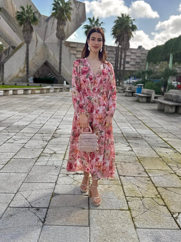 Vestido Alba Estampado Rosa