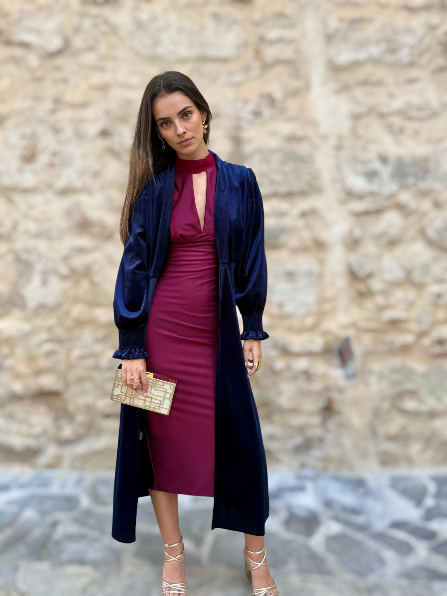 Kimono Terciopelo Azul Marino