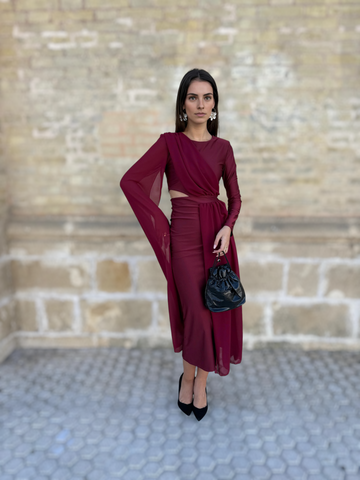 Vestido Nieves Burdeos