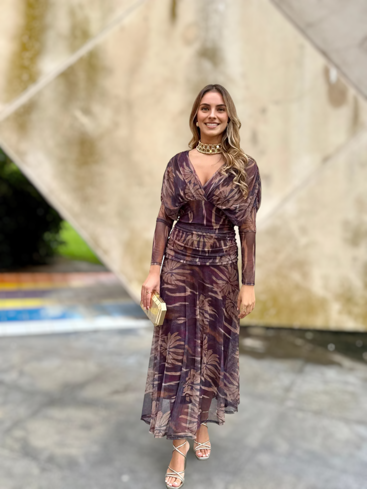 Vestido Vera Estampado Marrón