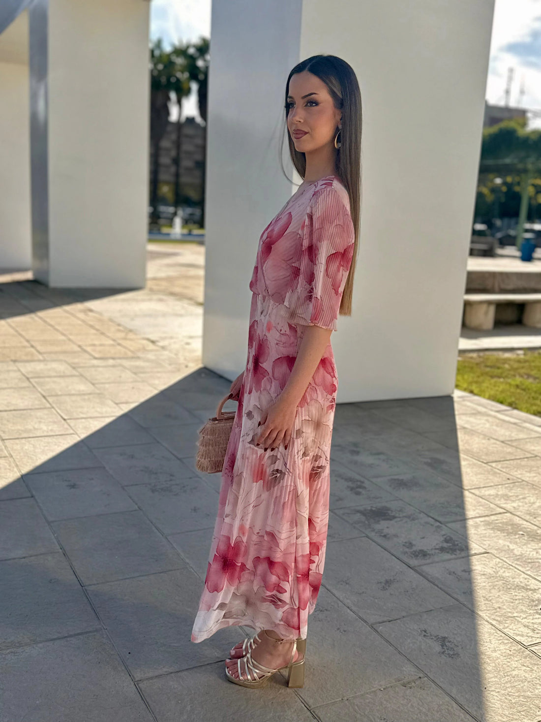 Vestido Úrsula Estampado Rosa