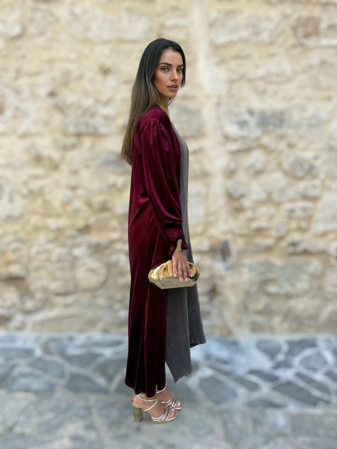 Kimono Terciopelo Burdeos