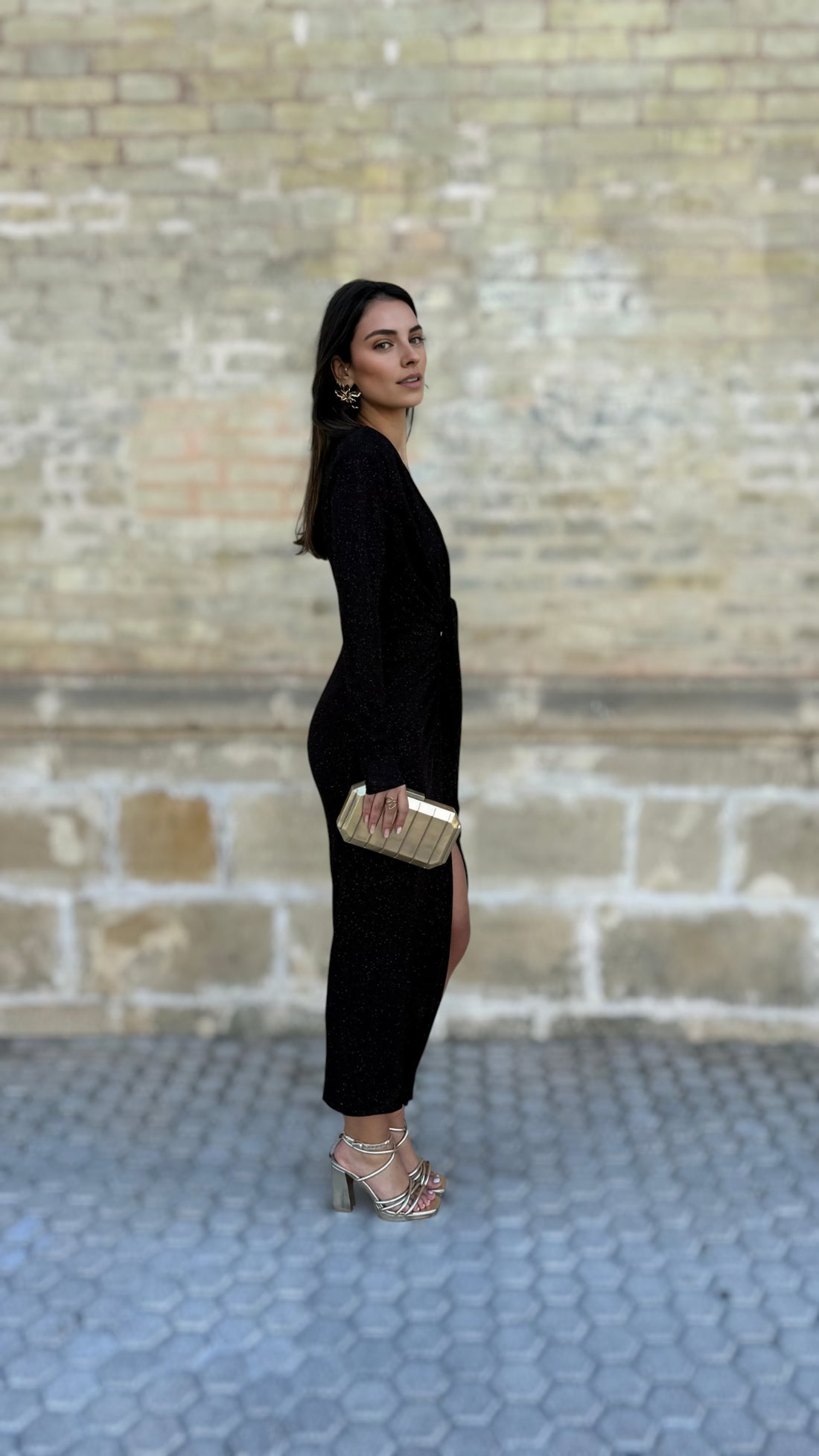 Vestido Marta Glitter Marron