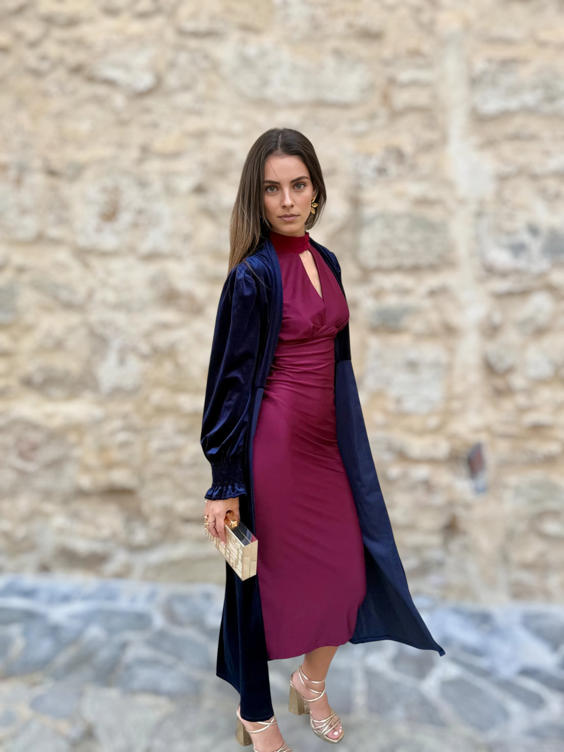 Kimono Terciopelo Azul Marino