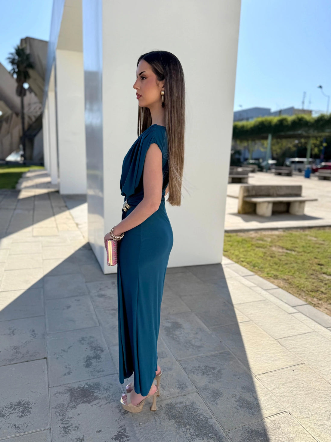 Vestido Emma Azul Petroleo