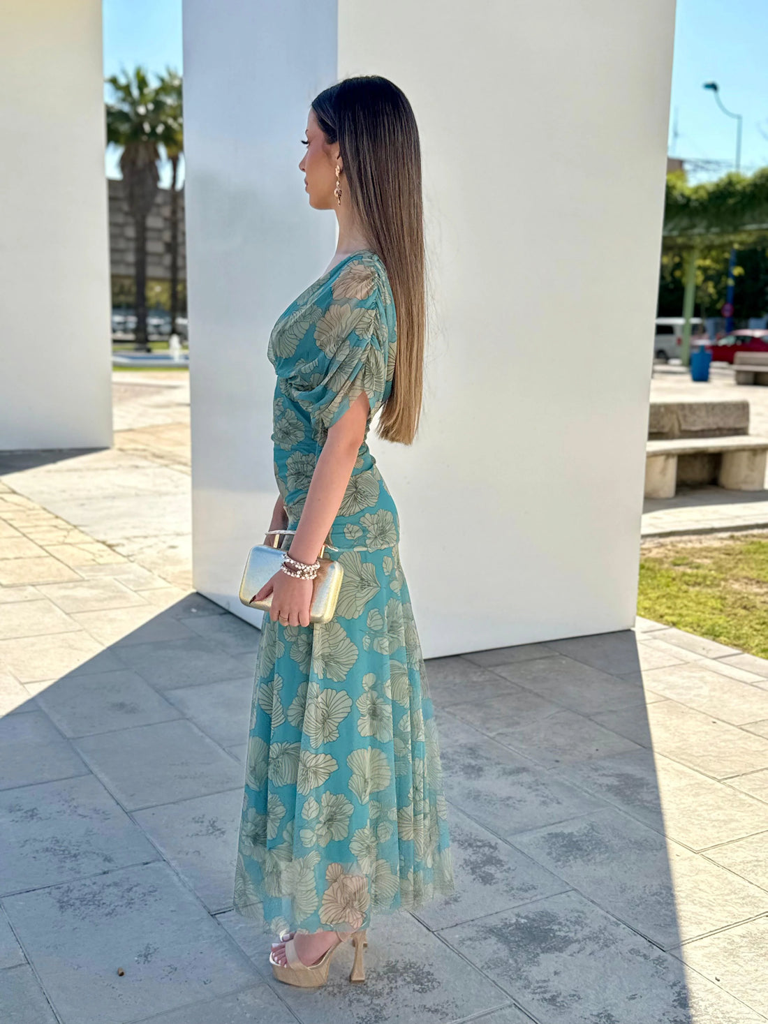 Vestido Yadhira Verde Agua