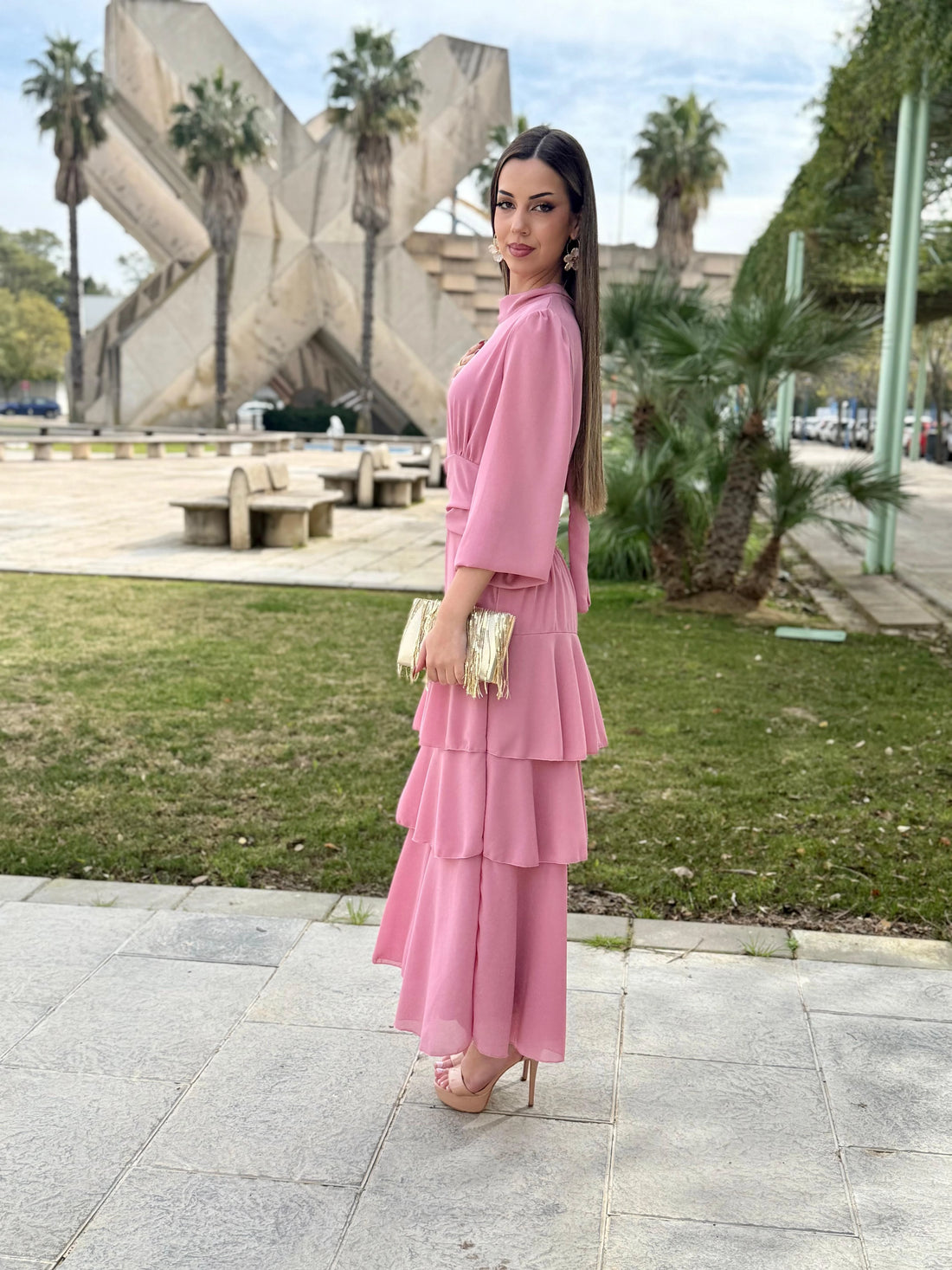 Vestido Natividad Rosa Empolvado