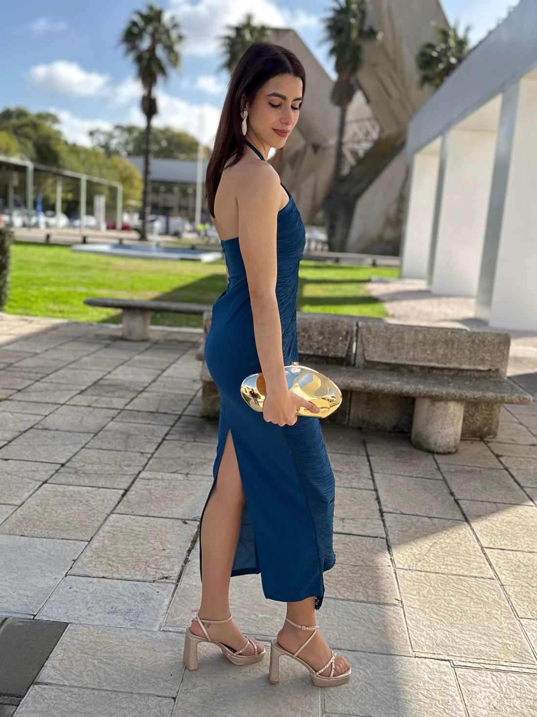 Vestido Adriana Azul Petroleo