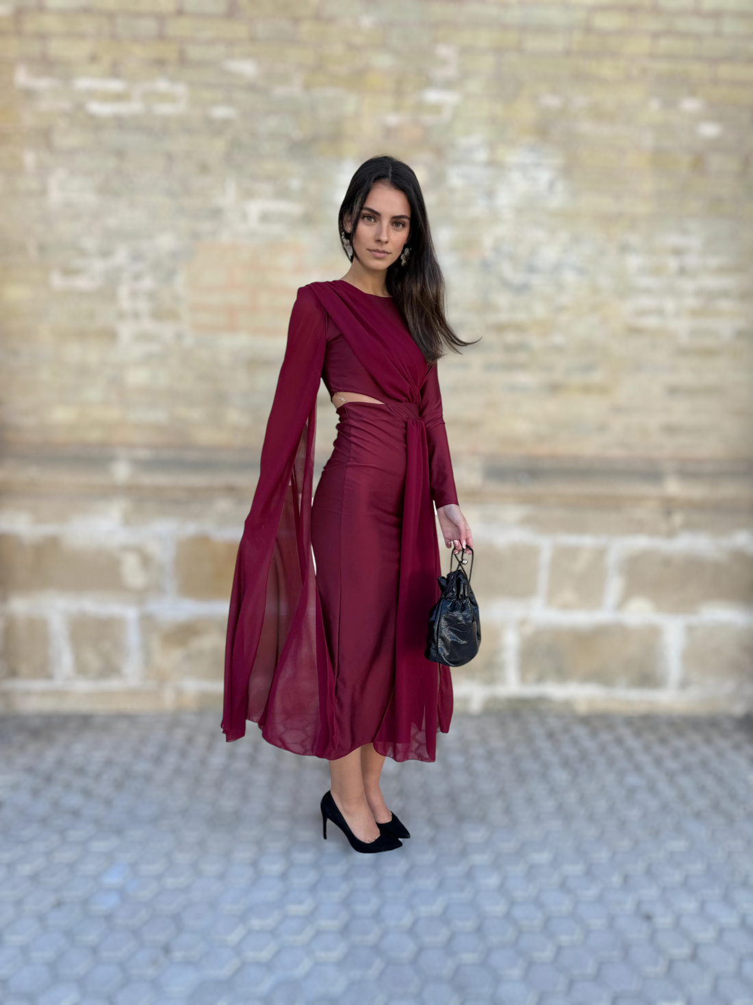 Vestido Nieves Burdeos