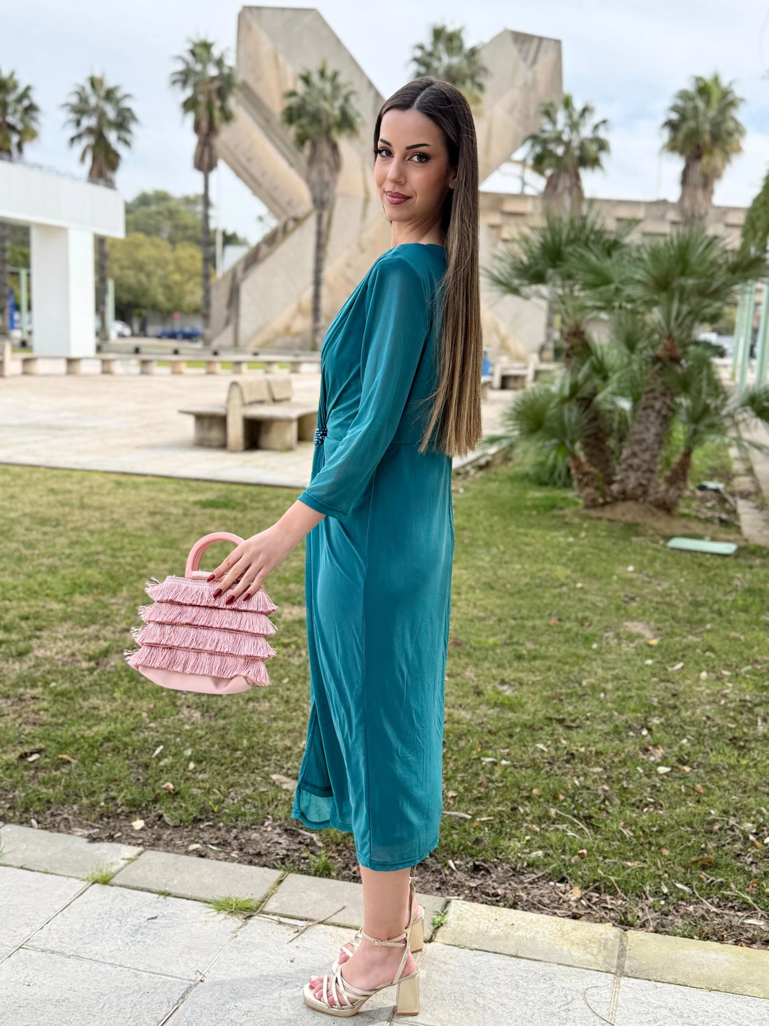 Vestido Malena Verde Agua