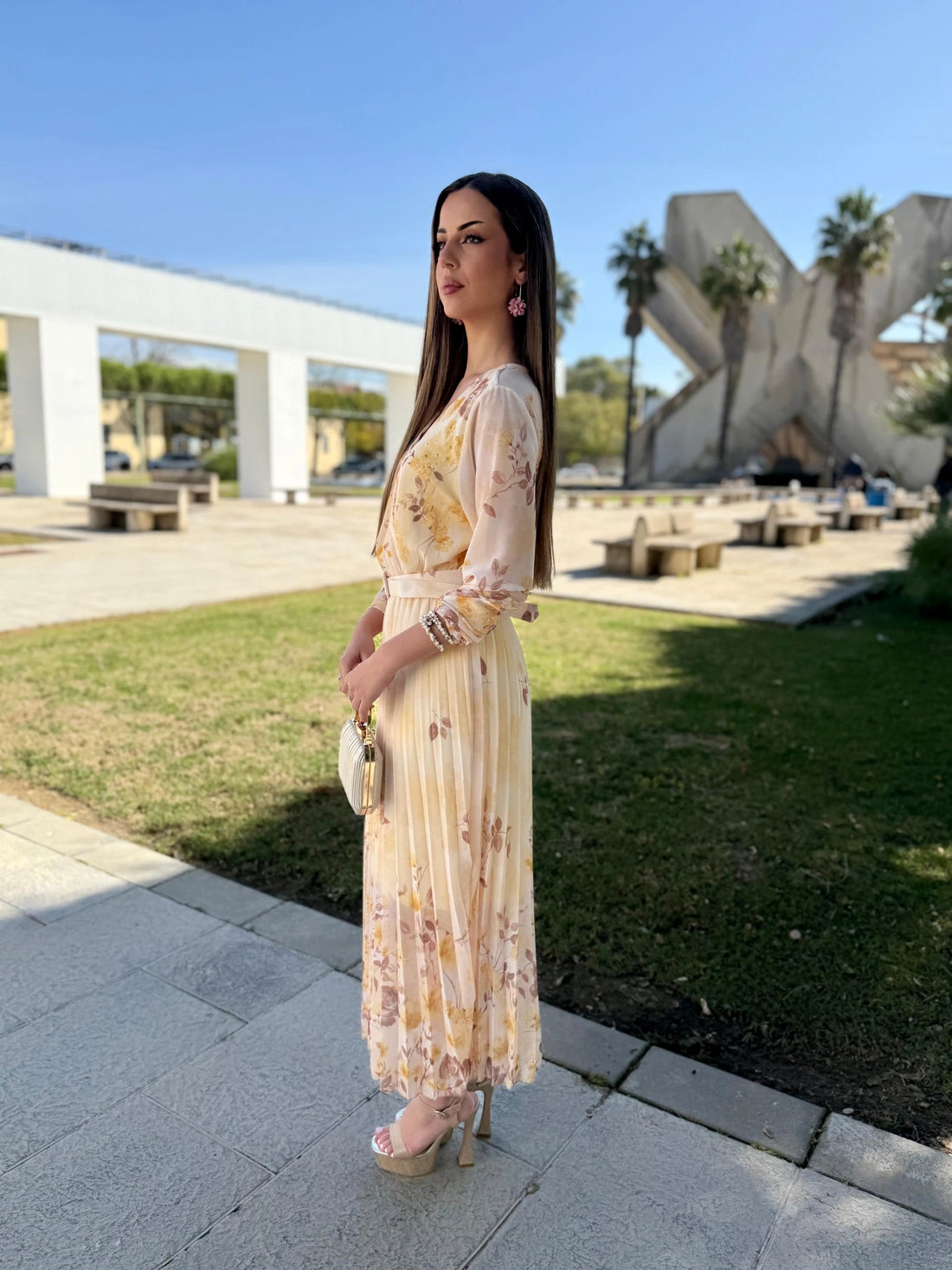 Vestido Mercedes Estampado Amarillo