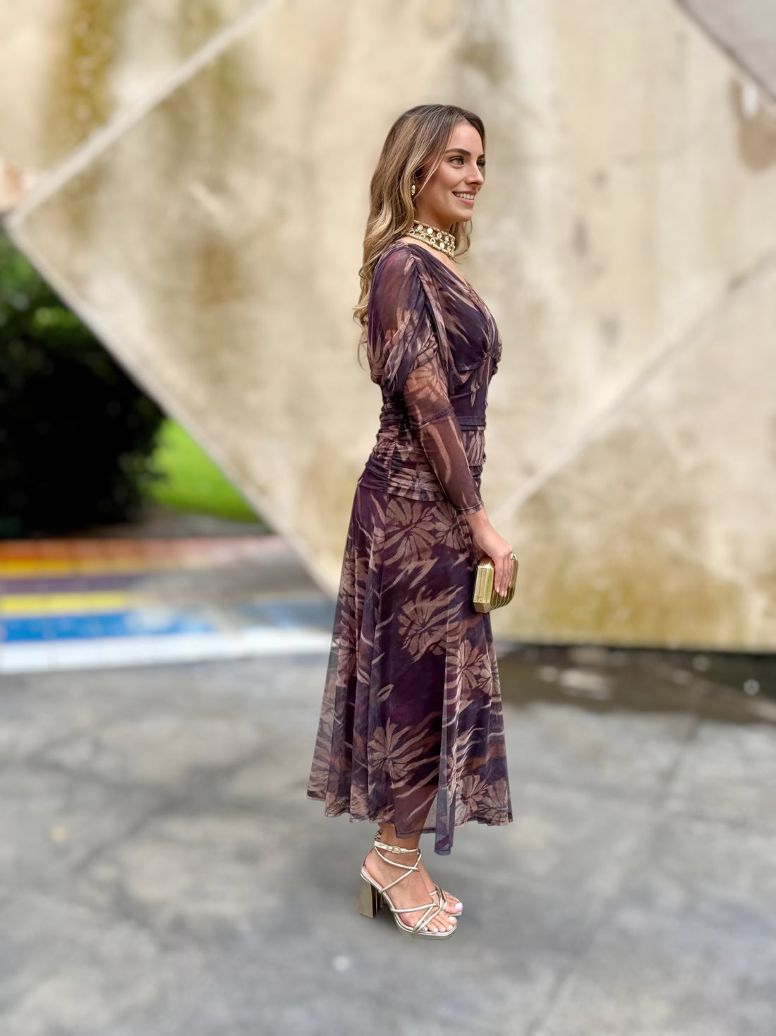 Vestido Vera Estampado Marrón