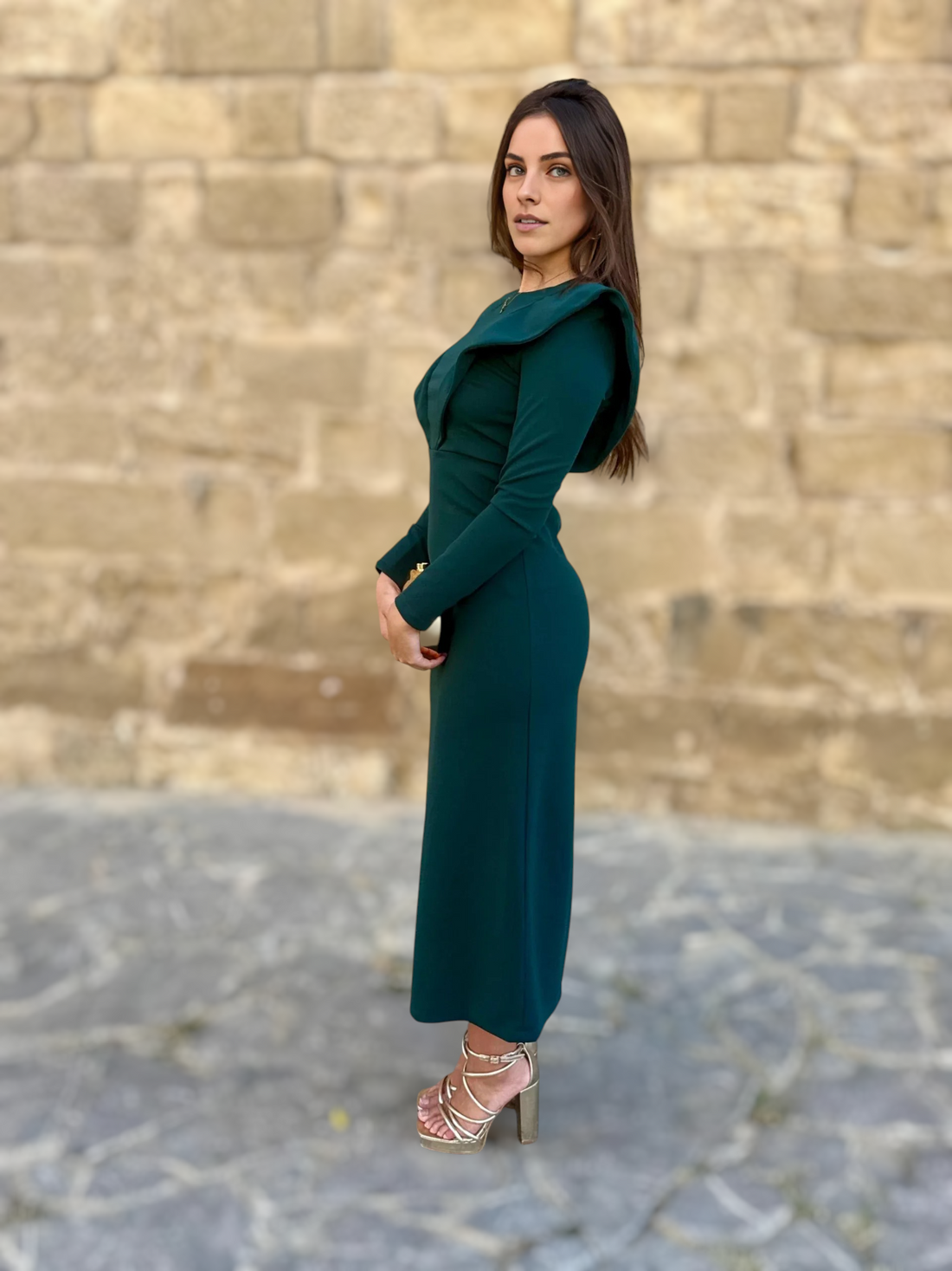 Vestido Inés Verde Botella