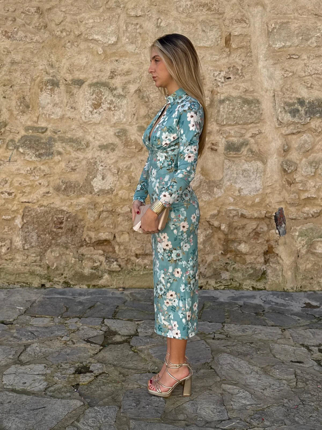 Vestido Alejandra Estampado Turquesa